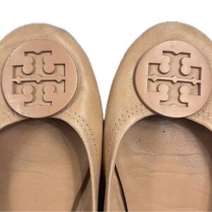 Tory Burch Minnie Travel Ballet Flat 8 Tan/ pink brick